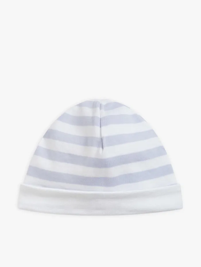 Children Agns B Accessories Purple And White Cotton Jersey 1212 Striped Reversible Hat