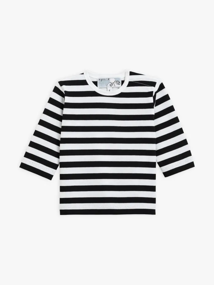 Children Agns B Clothing Black And White Long Sleeve Striped Top