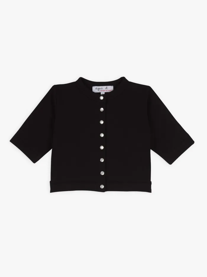 Children Agns B Clothing Black Cotton Fleece Snap Cardigan