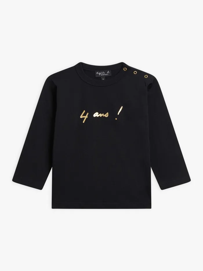 Children Agns B Clothing Black Cotton Jersey Birthday Tshirt