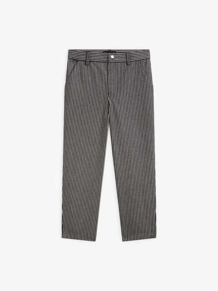 Children Agns B Clothing Blue Cotton Striped Chino Trousers