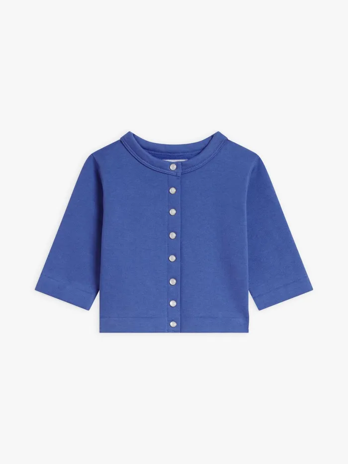 Children Agns B Clothing Blue Layette Fleece Snap Cardigan