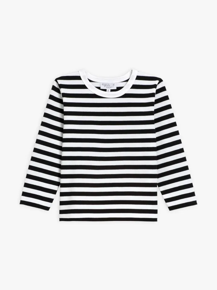 Children Agns B Clothing Coulos Longsleeved Cotton Tshirt With Black And White Stripes Children Agns B Clothing Coulos Longsleeved Cotton Tshirt With Black And White Stripes