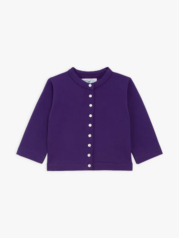 Children Agns B Clothing Dark Purple Baby Cotton Fleece Snap Cardigan