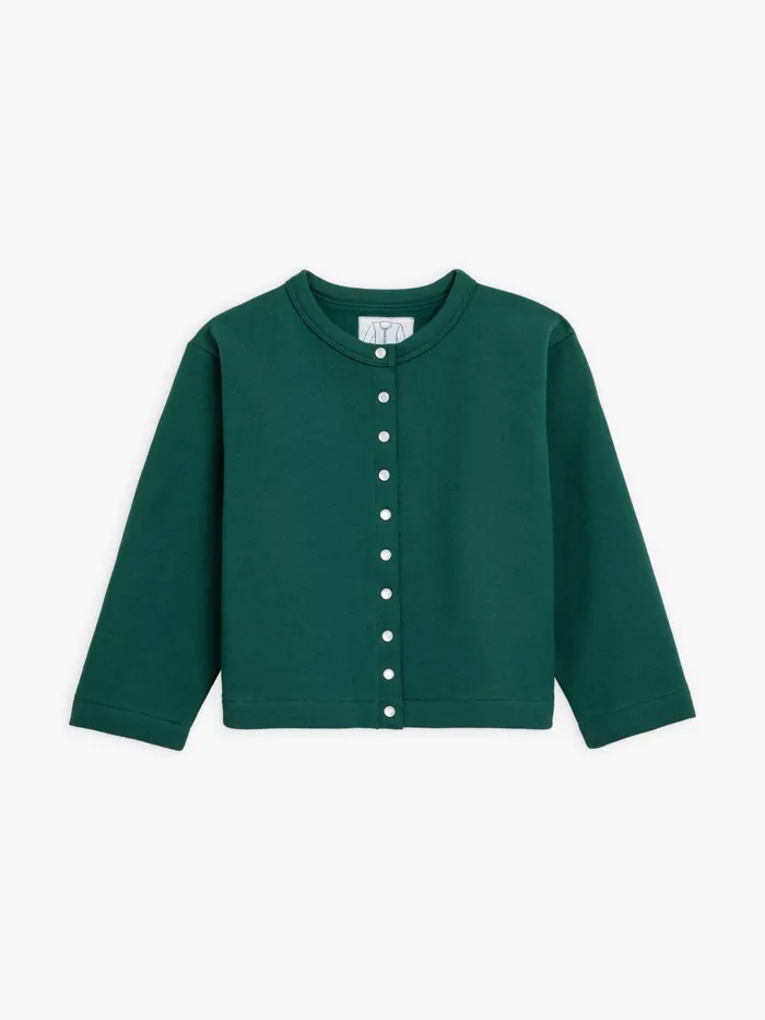Children Agns B Clothing Green Cotton Fleece Snap Cardigan