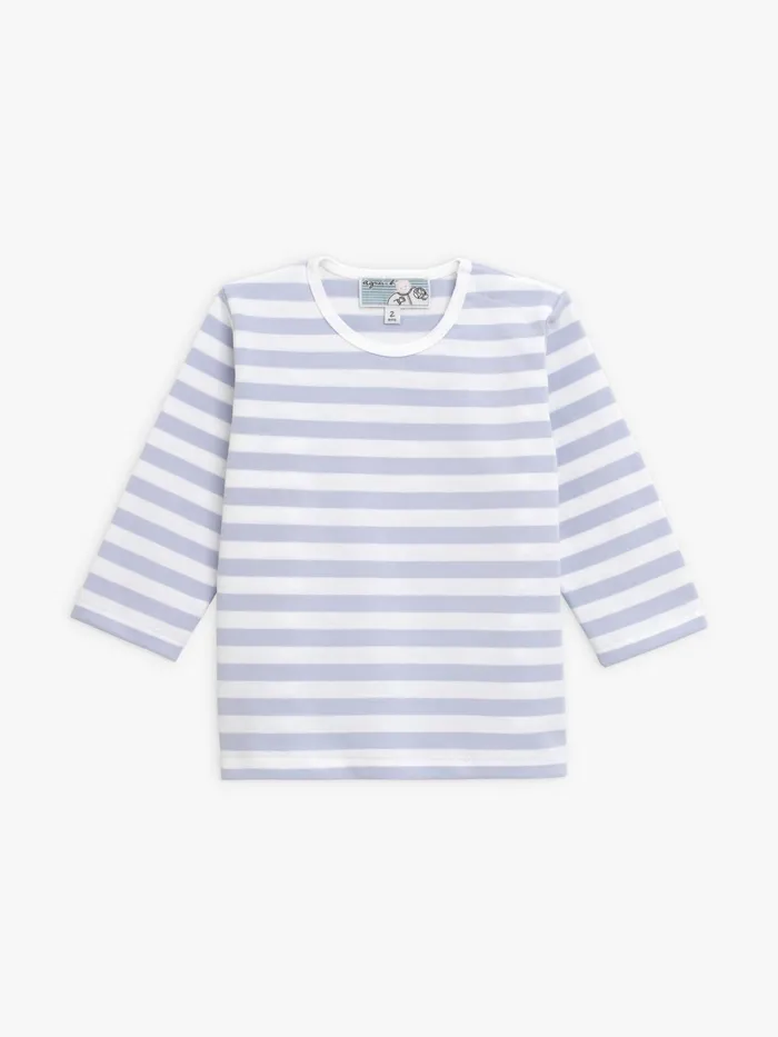 Children Agns B Clothing Longsleeve Sky Blue And White Striped Baby Tshirt