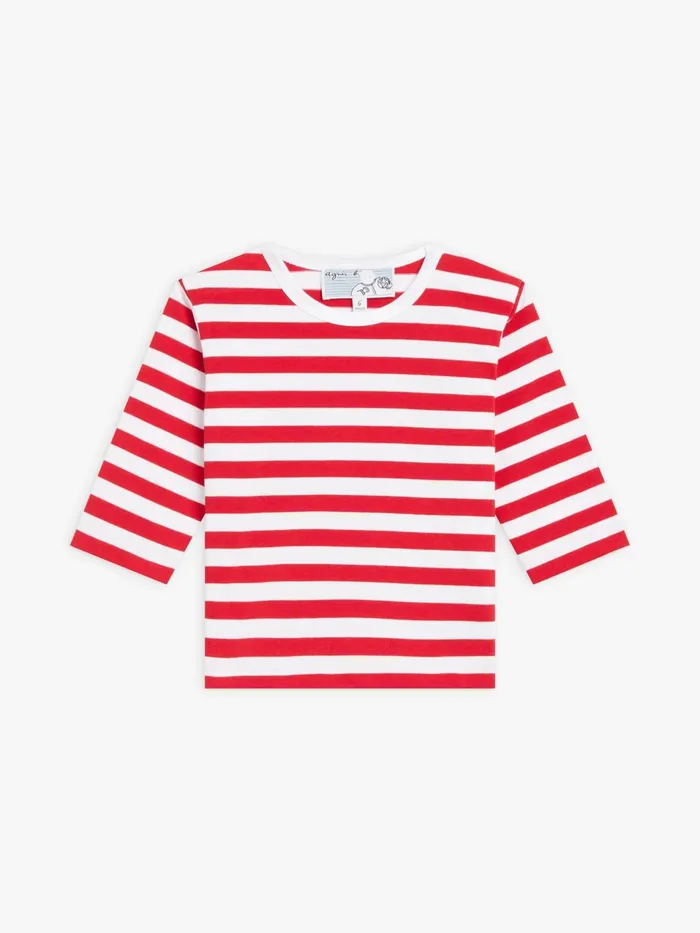 Children Agns B Clothing Red And White Long Sleeve Striped Top