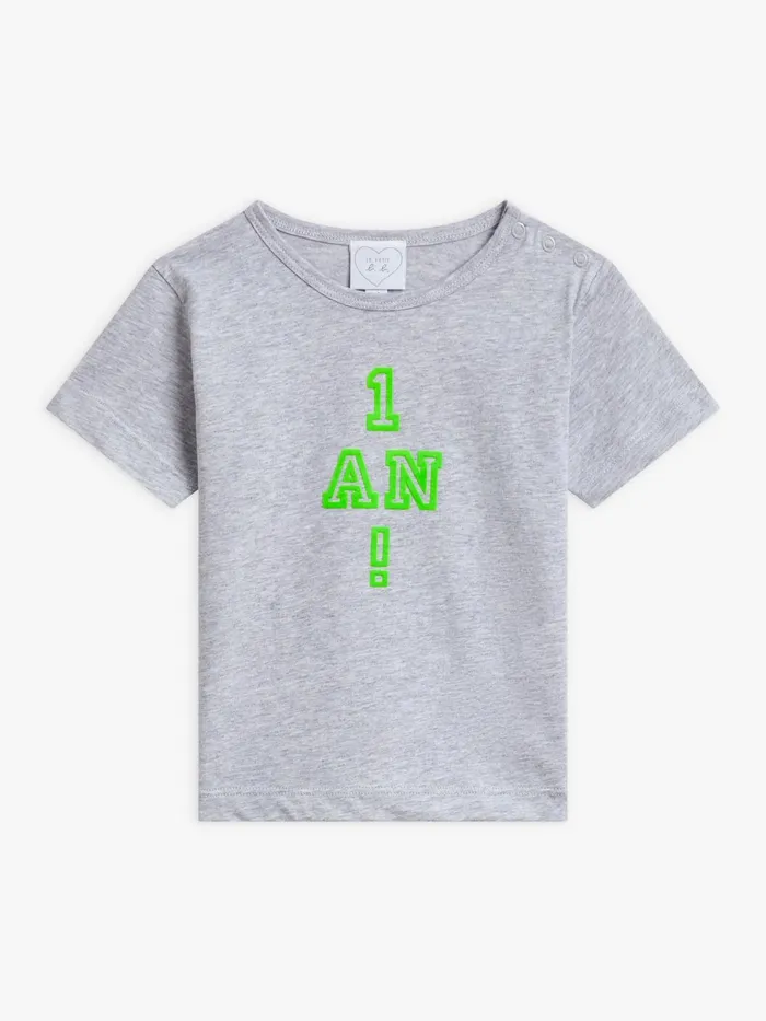 Children Agns B Clothing White Cotton Jersey Flecked 034Anniversaire034 Screenprinted Tshirt Children Agns B Clothing White Cotton Jersey Flecked 034Anniversaire034 Screenprinted Tshirt