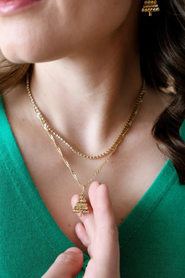 Christmas Tree Layered Necklace Shiny Gold Women Alex And Ani Necklaces Christmas Tree Layered Necklace Shiny Gold Women Alex And Ani Necklaces