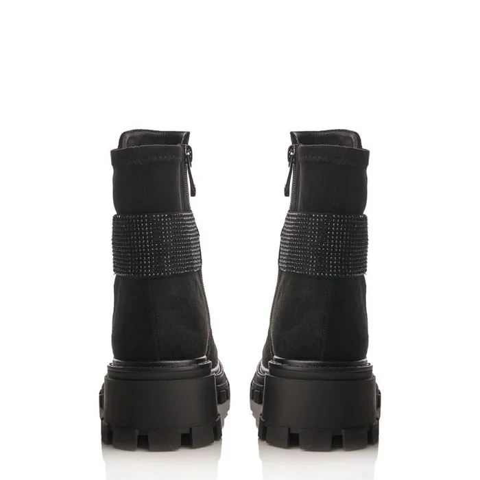 Chunky Boots Women Moda In Pelle Arilen Black Alcantara