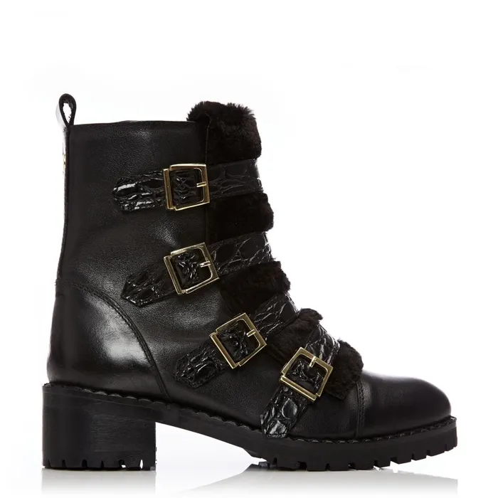 Chunky Boots Women Moda In Pelle Channie Black Leather