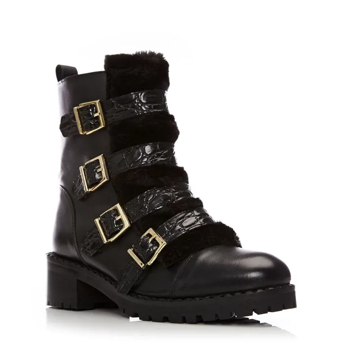 Chunky Boots Women Moda In Pelle Channie Black Leather