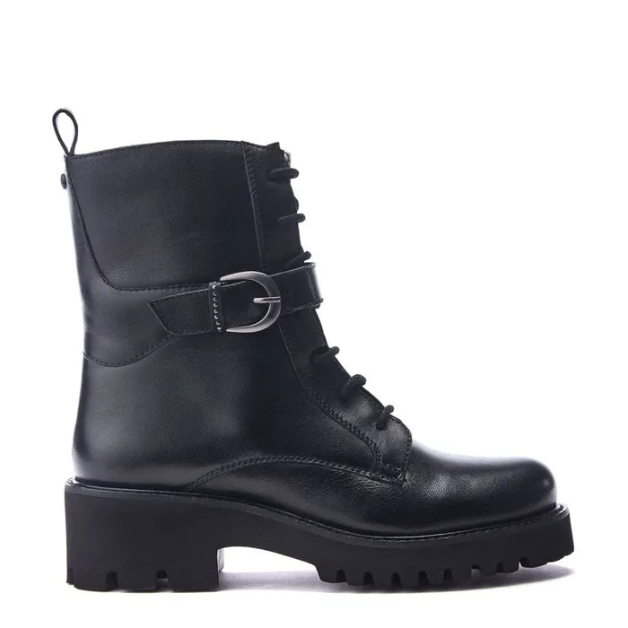 Chunky Boots Women Moda In Pelle Oberon Black Leather