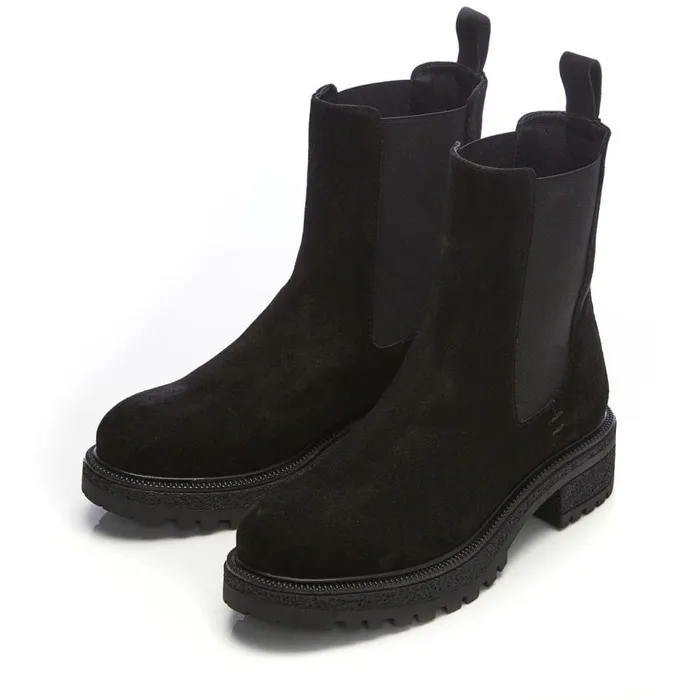 Chunky Boots Women Moda In Pelle Shoon Sh Adesso Black Suede