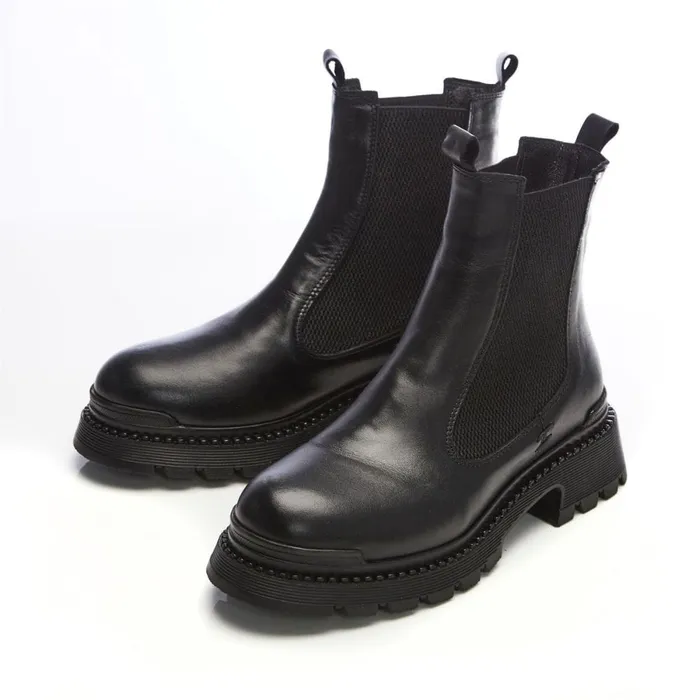 Chunky Boots Women Moda In Pelle Shoon Sh Anika Black Leather