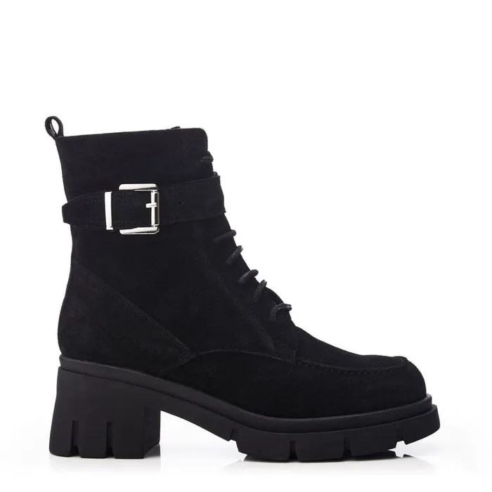 Chunky Boots Women Moda In Pelle Shoon Sh Arta Black Suede