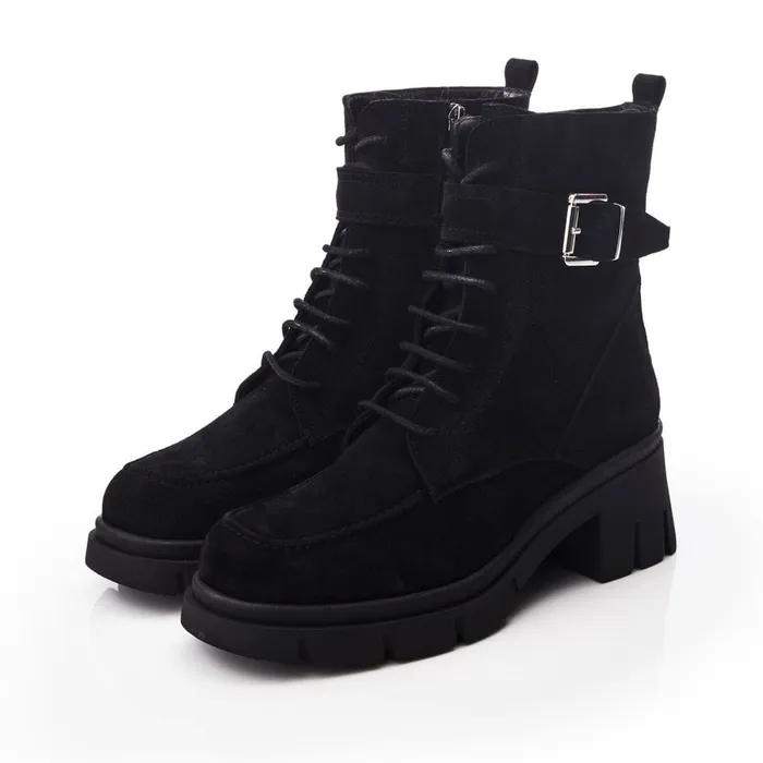 Chunky Boots Women Moda In Pelle Shoon Sh Arta Black Suede