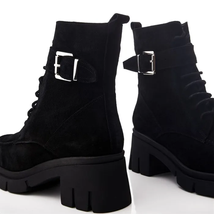 Chunky Boots Women Moda In Pelle Shoon Sh Arta Black Suede