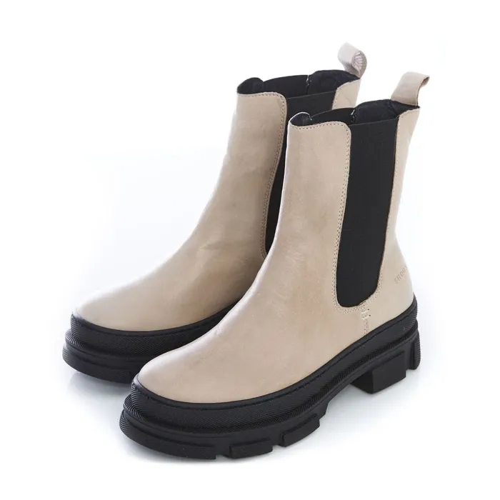 Chunky Boots Women Moda In Pelle Shoon Sh Boulder Cream Leather