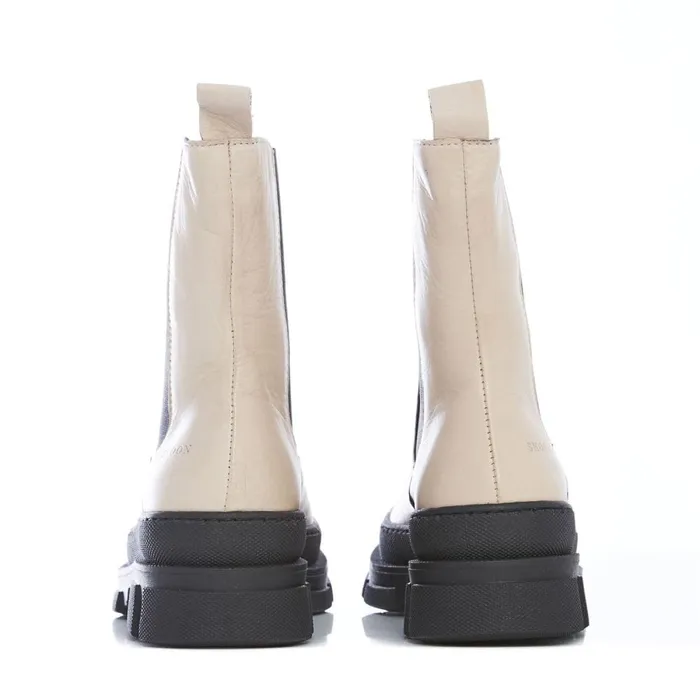 Chunky Boots Women Moda In Pelle Shoon Sh Boulder Cream Leather