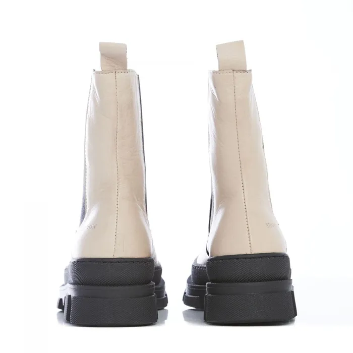 Chunky Boots Women Moda In Pelle Shoon Sh Boulder Cream Leather