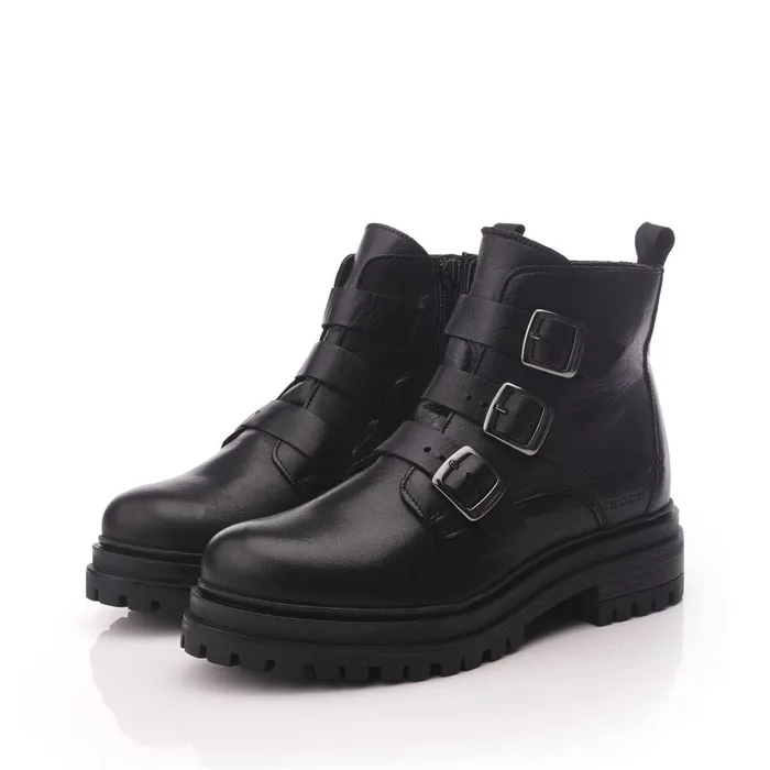 Chunky Boots Women Moda In Pelle Shoon Sh Iguacu Black Leather