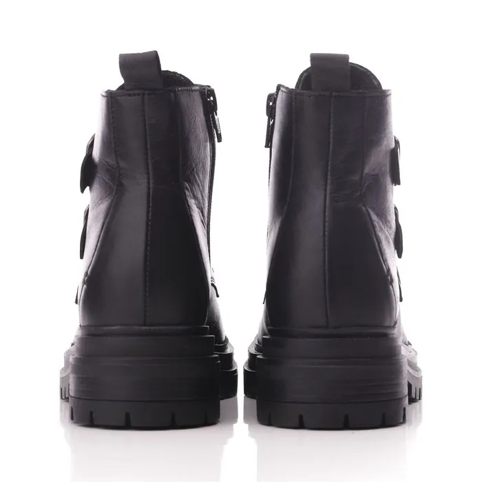 Chunky Boots Women Moda In Pelle Shoon Sh Iguacu Black Leather