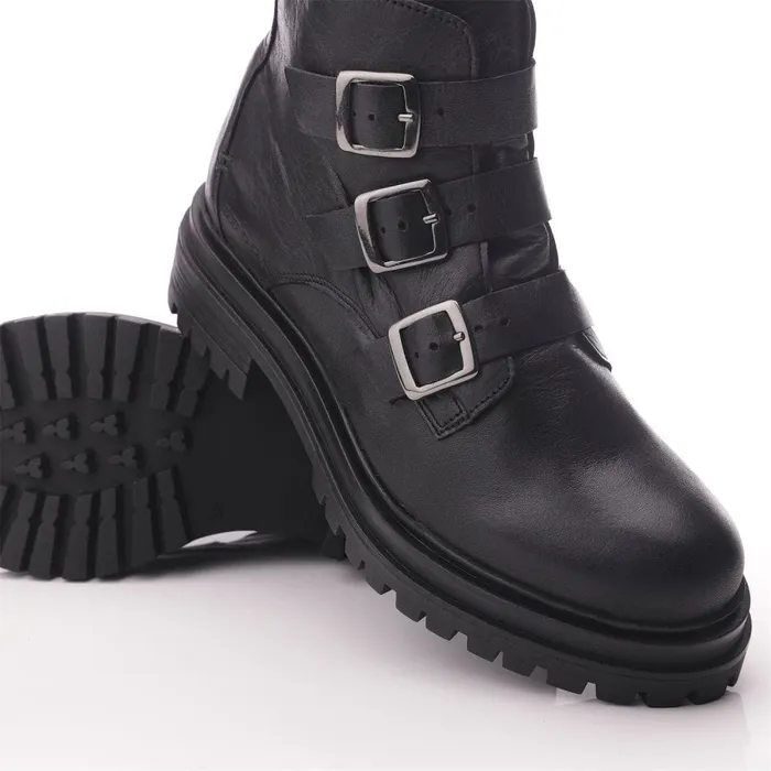 Chunky Boots Women Moda In Pelle Shoon Sh Iguacu Black Leather