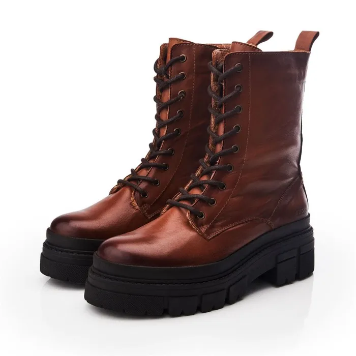 Chunky Boots Women Moda In Pelle Shoon Sh Impress Tan Leather