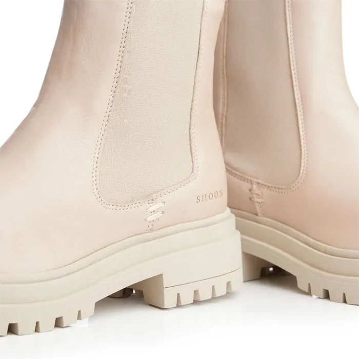 Chunky Boots Women Moda In Pelle Shoon Sh Isha Cream Leather