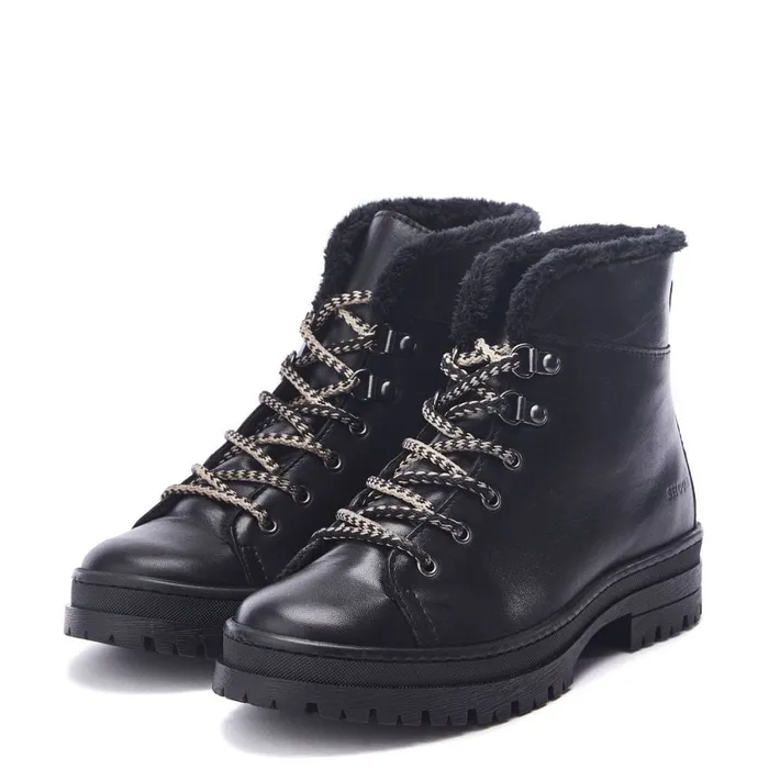 Chunky Boots Women Moda In Pelle Shoon Sh Onella Black Leather