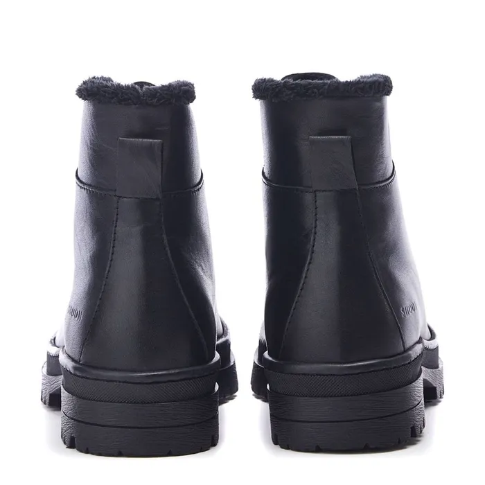 Chunky Boots Women Moda In Pelle Shoon Sh Onella Black Leather