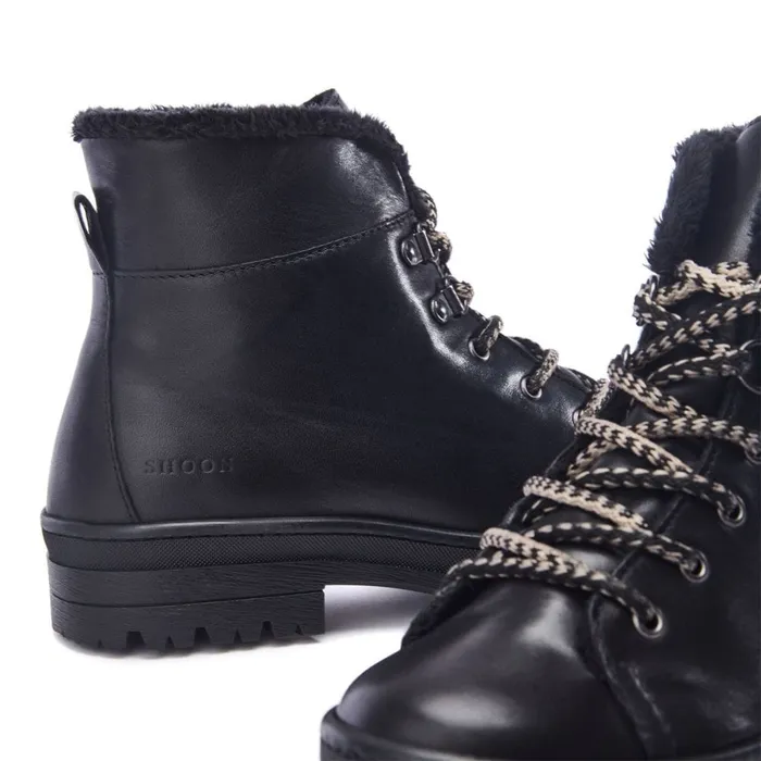 Chunky Boots Women Moda In Pelle Shoon Sh Onella Black Leather