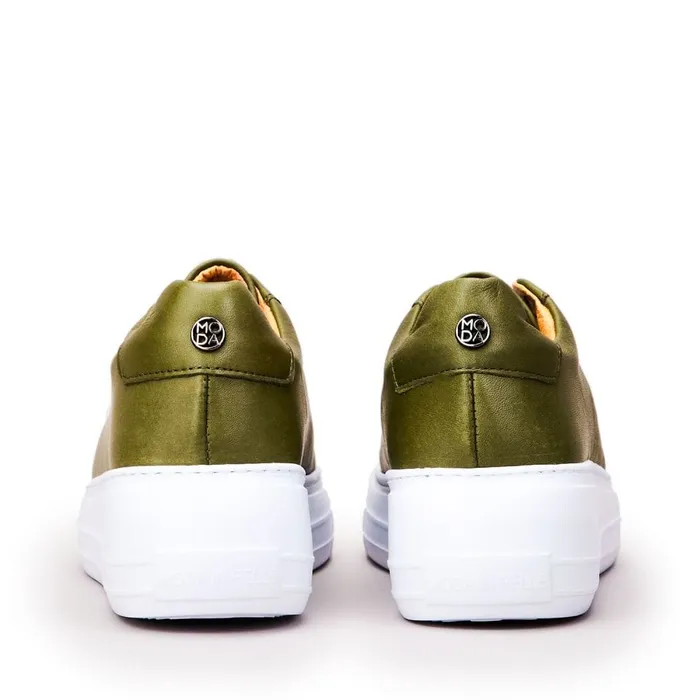 Chunky Trainers Women Moda In Pelle Alber Khaki Leather