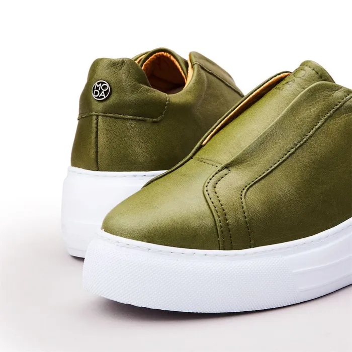 Chunky Trainers Women Moda In Pelle Alber Khaki Leather