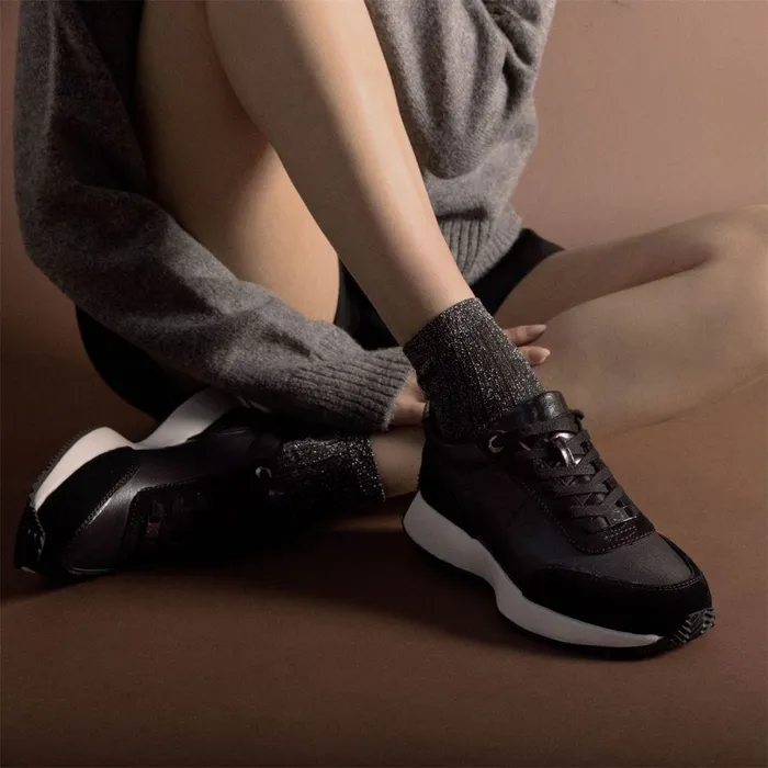 Chunky Trainers Women Moda In Pelle Athenea Black Leather