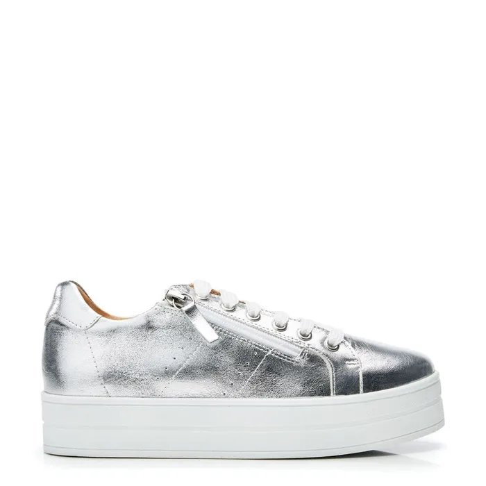 Chunky Trainers Women Moda In Pelle BGlazie Silver Leather