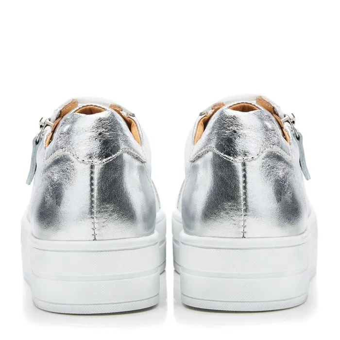 Chunky Trainers Women Moda In Pelle BGlazie Silver Leather