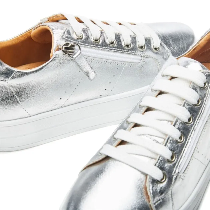 Chunky Trainers Women Moda In Pelle BGlazie Silver Leather