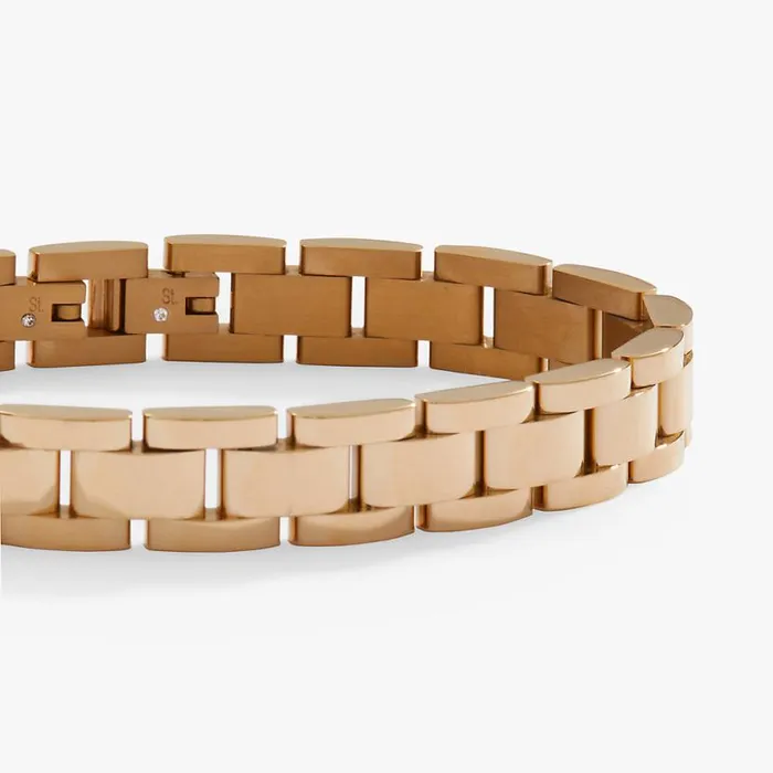Chunky Watch Strap Bracelet Stainless Steel Gold Women Alex And Ani Fine Jewelry