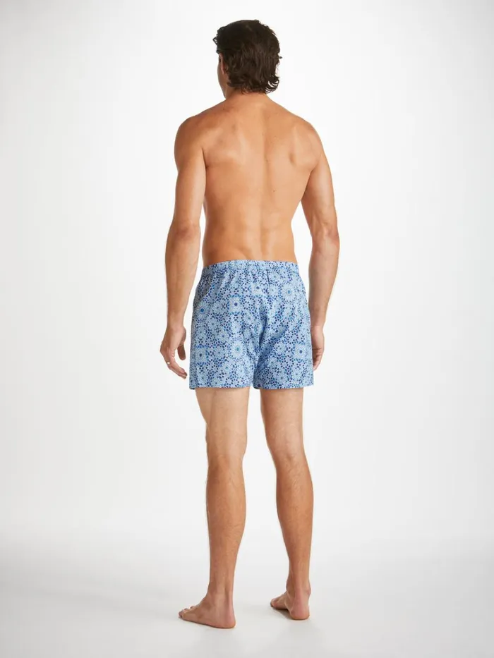Classic Fit Boxer Shorts Men Derek Rose Classic Fit Boxers Ledbury 69 Cotton Batiste Blue