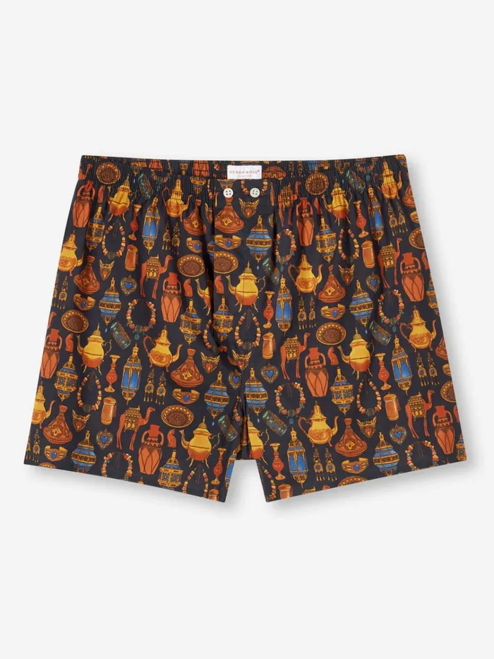 Classic Fit Boxer Shorts Men Derek Rose Classic Fit Boxers Ledbury 71 Cotton Batiste Navy