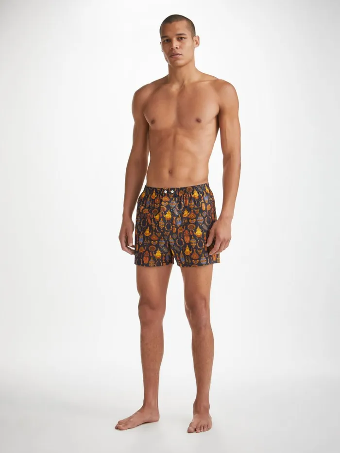 Classic Fit Boxer Shorts Men Derek Rose Classic Fit Boxers Ledbury 71 Cotton Batiste Navy
