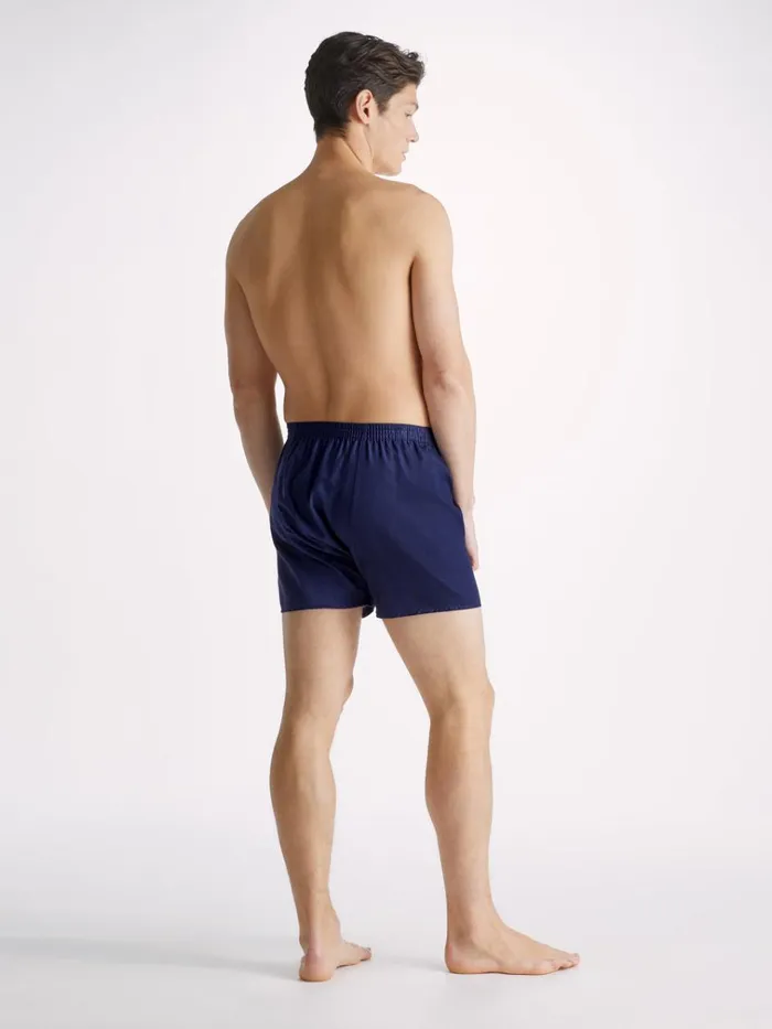 Classic Fit Boxer Shorts Men Derek Rose Classic Fit Boxers Lombard 6 Cotton Jacquard Navy