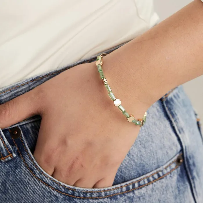 Clover Crystal Accent Beaded Bangle Bracelet Gold Women Alex And Ani Luck Clover Crystal Accent Beaded Bangle Bracelet Gold Women Alex And Ani Luck