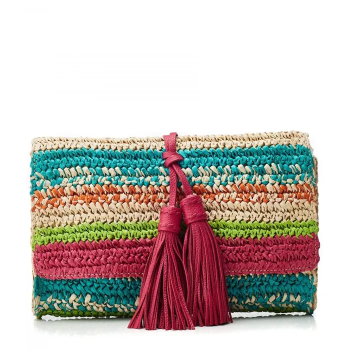 Clutch Bags Women Moda In Pelle Elba Clutch Raspberry Raffia