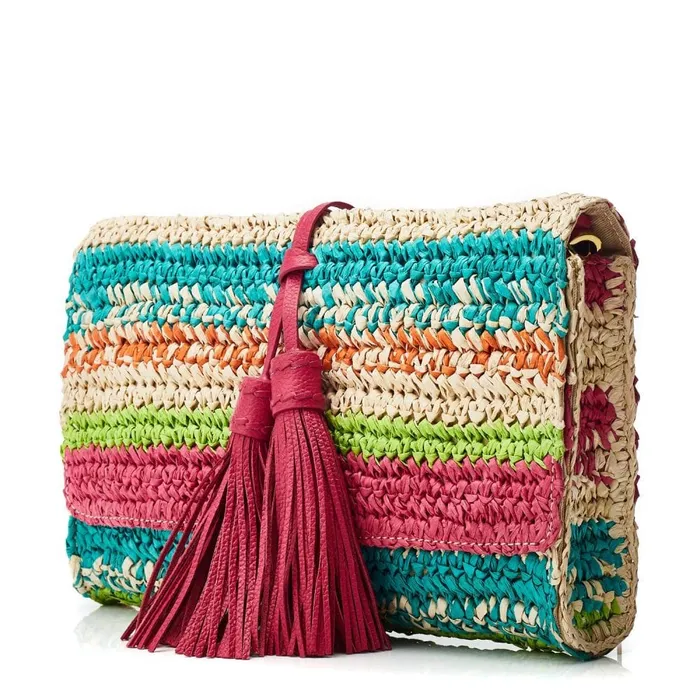 Clutch Bags Women Moda In Pelle Elba Clutch Raspberry Raffia