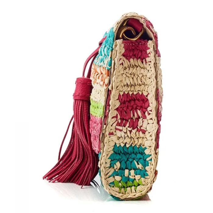 Clutch Bags Women Moda In Pelle Elba Clutch Raspberry Raffia