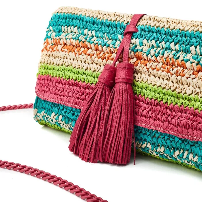 Clutch Bags Women Moda In Pelle Elba Clutch Raspberry Raffia