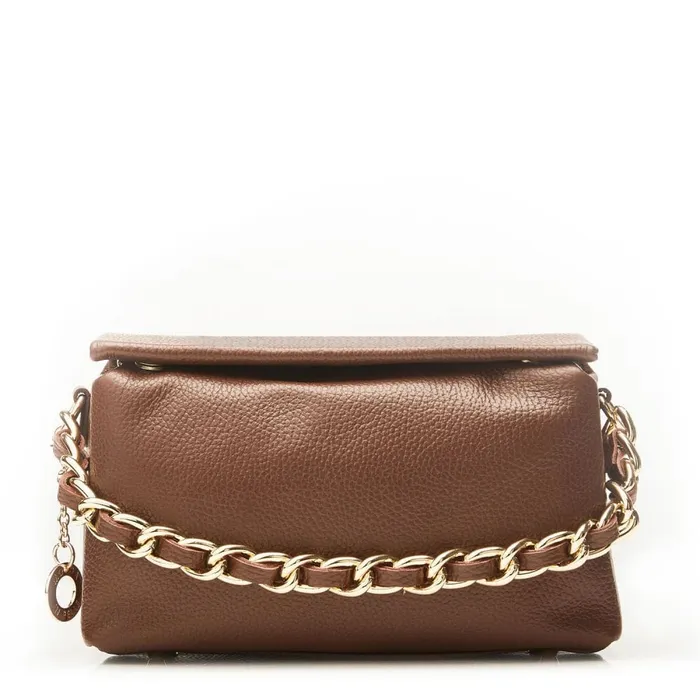Clutch Bags Women Moda In Pelle Glossie Bag Brown Leather